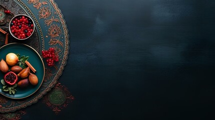 Obraz na płótnie Canvas islamic new year decoration with praying beads and lantern ramadan kareem background ai generated 