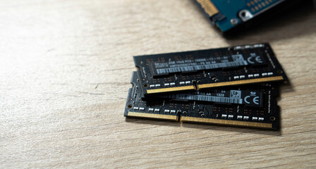 cyber data attack concept : broken laptop ,crash motherboard ,memory hard disk electronic hardware...