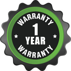  1-year warranty badge, sign, symbol, Vector