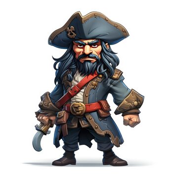 Dashing pirate character in an adventure film