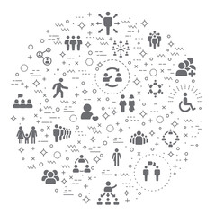 Seamless pattern with figure icon on white background. Included the icons as human, pictogram, people, group, discussion, meeting, profile And Other Elements