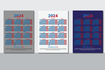 template with barcode, wall calendar 2024, a3 calendar template ,minimal calendar design for 2024, - obrazy, fototapety, plakaty