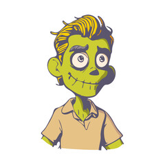 Cartoon young zombie monster. Funny and scary character
