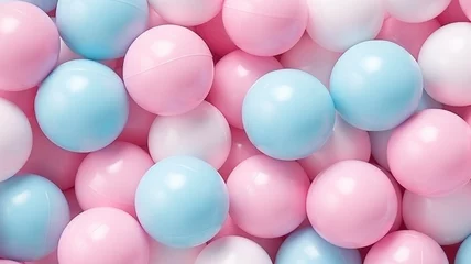 Foto op Plexiglas glossy balls, pastel color, childhood abstract background, AI © SAHURI