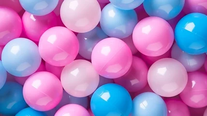 Fotobehang glossy balls, pastel color, childhood abstract background, AI © SAHURI