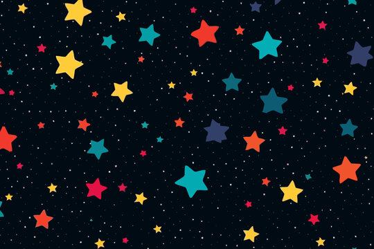 Variable stars quirky doodle pattern, wallpaper, background, cartoon, vector, whimsical Illustration