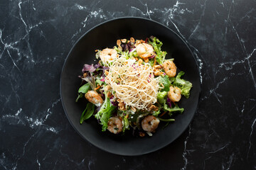 A view of an Asian shrimp salad.
