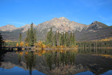 reflection in lake, Jasper National Park, Alberta