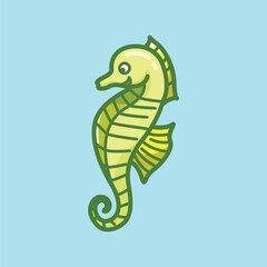 Fototapeta premium Sea horse cartoon character vector illustration design isolated on white background children book concept