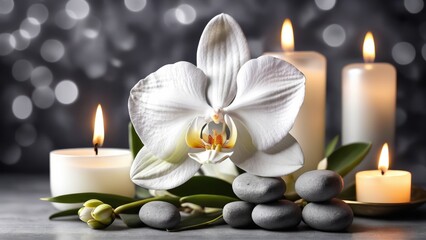 Obraz na płótnie Canvas candle and orchid