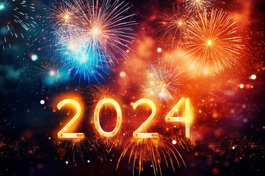 2024 happy new year firewoks, AI generated