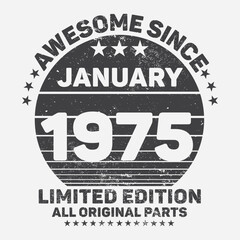 Awesome Since 1975. Vintage Retro Birthday Vector, Birthday gifts for women or men, Vintage birthday shirts for wives or husbands, anniversary T-shirts for sisters or brother