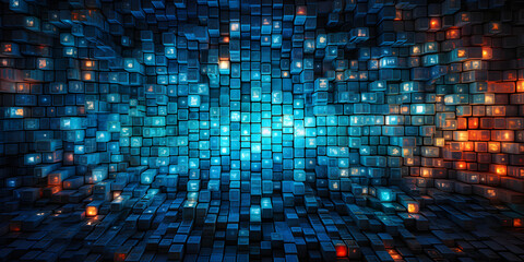 Fototapeta premium colourful abstract glowing mosaic background with squares