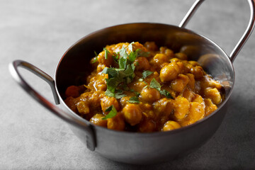 A view of a bowl of channa masala.