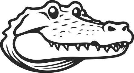 Alligator crocodile line drawing cartoon - obrazy, fototapety, plakaty