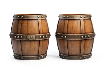 Obraz premium wooden barrel isolated on white background