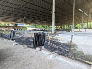 granite stone slabs of himalayan blue pattern for flooring arranged in layers of stacks the factory storage outlet 