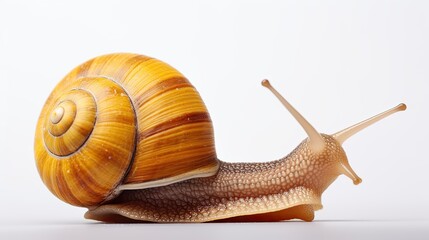 close up snail isolated on white background - obrazy, fototapety, plakaty