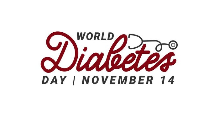 World diabetes day animation. Handwritten calligraphy with alpha channel. Great for celebration and opening your vlog video everyone likes it and . Transparent background, easy to put into any video