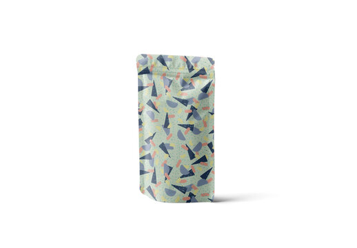 Mockup of customizable bag with zip lock top and customizable background