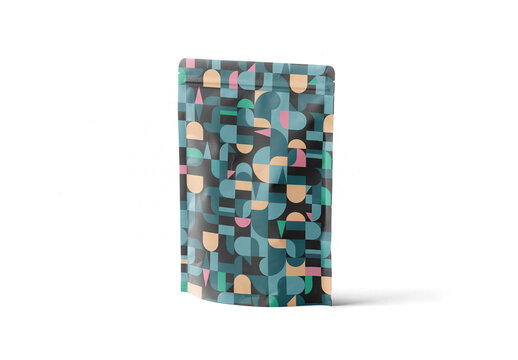Mockup of customizable zip lock packet with customizable background