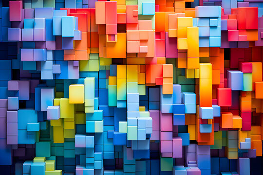 abstract 3D background with bright colourful squares