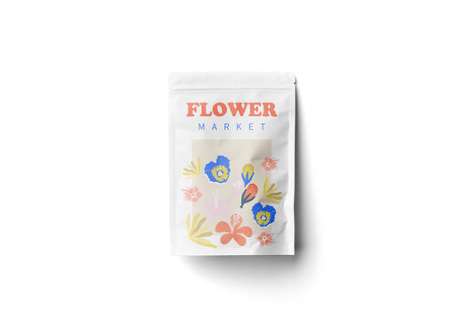 Mockup of customizable ziplock packaging with customizable background