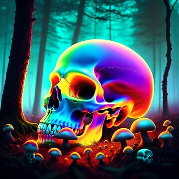 Skull in forest