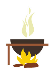 Cauldron for cooking outdoors, trekking vector