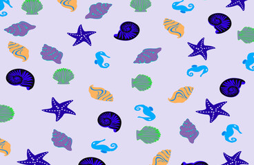 seamless background with shells and more