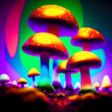 Tall orange top mushrooms