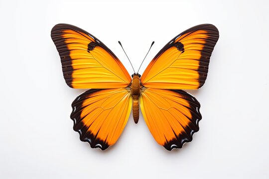 close up orange butterfly isolated on a white background