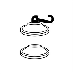 Suction Cup Icon, Rubber Silicone Sucker Device Used To Adhere On Nonporous Surfaces