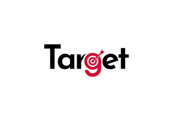 Logo Text Target With Target symbol in letter g, Minimalist and Modern Logo Template Premium. Editable FIle