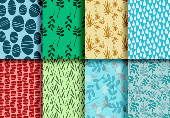 Mockup of 8 customizable repeatable nature motifs