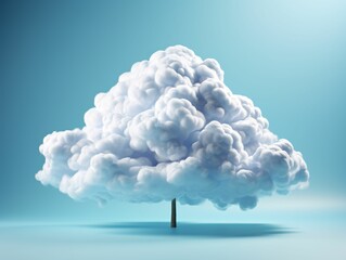 White Clouds Isolated on Blue Studio Background. Fluffy Cloud