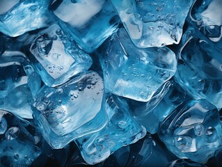 Fototapeta premium Blue Ice Cube Background. Fresh Ice Cube Texture