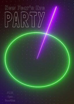New year's eve party text with neon pattern on black background
