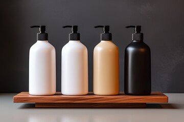 mockup soap lotion and shampoo bottles 