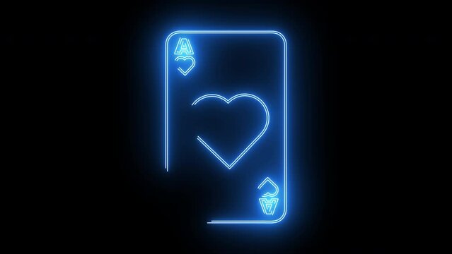 Animated ace of hearts icon with neon saber effect