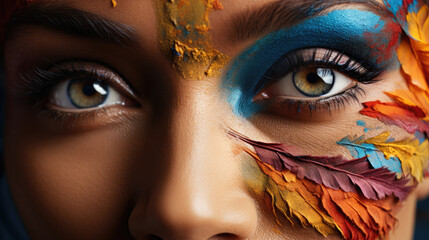 portrait of a woman with makeup ,Cultural Diversity and Inclusion, Embracing diversity and inclusivity, people from various cultures, religions, orientations, and abilities in positive and authentic.