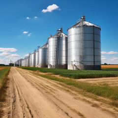 Obraz premium Silos are storage structures used to hold large quantities of bulk material in agricultural and industrial applications. Its design varies according to the type of material to be stored