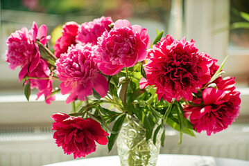 red peony in the vase