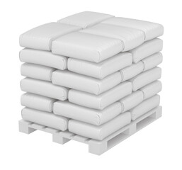 Clay render of cement bags on wooden pallet - 3D illustration