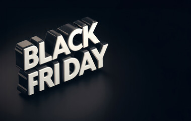 Obraz premium 3d metallic black friday text on dark background