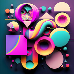 3D vibrant 8K colorful movement and flow for background on digital art, Generative AI.