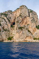 Fototapeta na wymiar Rugged coastal landscape of Capri island, Italy