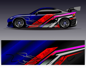 Car wrap design vector.Graphic abstract stripe racing background designs for vehicle, rally, race, adventure and car racing livery