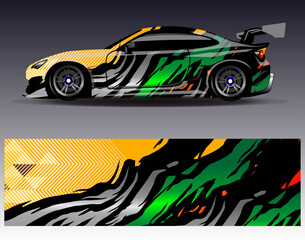 Car wrap design vector.Graphic abstract stripe racing background designs for vehicle, rally, race, adventure and car racing livery