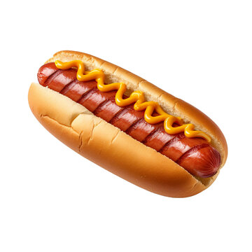 top view of a hotdog isolated on a transparent background PNG